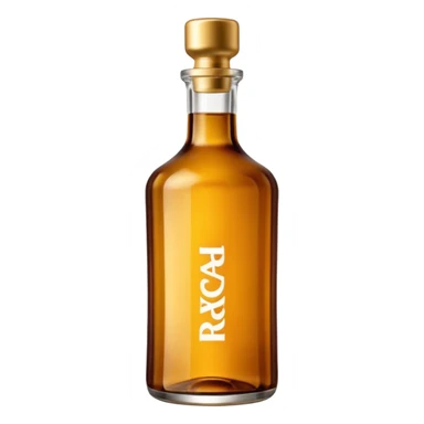 iconic Ricard bottle, tall with broad shoulders, narrow base, amber glass, short neck, metallic screw cap, golden-brown liquid, no label or text, recognizable silhouette, soft lighting, subtle shadows, transparent background, emoji scale sticker