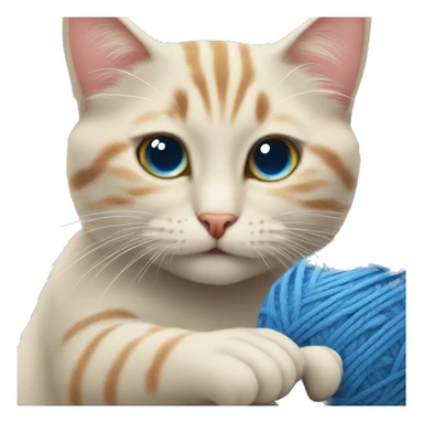 Cat playing with blue ball of wool sticker