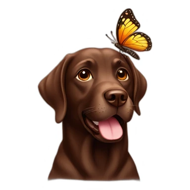 Chocolate labradador with butterfly sticker