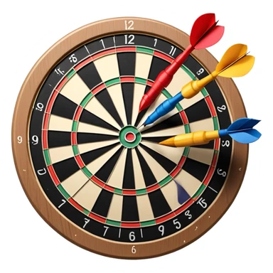 A dartboard with darts firmly stuck in the bullseye, surrounded by the colorful sections of the target. The background conveys a competitive atmosphere, with a subtle focus on precision and skill in the game of darts. sticker