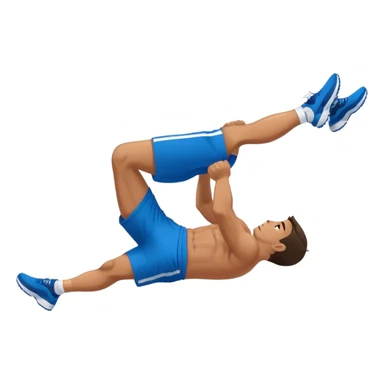 side-view of guy in blue shorts doing decline crunches sticker
