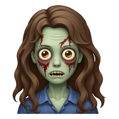 Make a zombie emoji with wavy hair castanho,long hair sticker