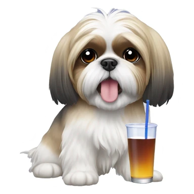 Shih Tzu drinking RedBull sticker