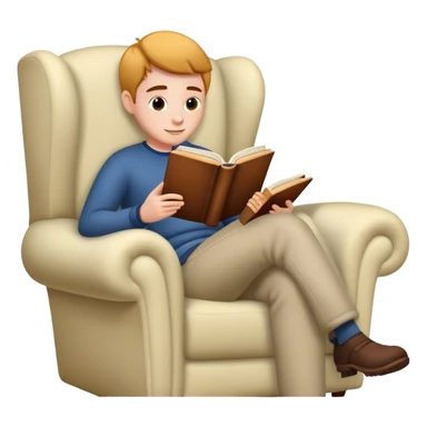 a person reading a book in a cosy armchair sticker