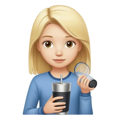 Girl blonde with stanley tumbler sticker