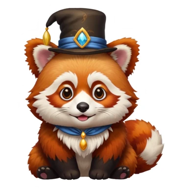 red panda with magicican hat sticker