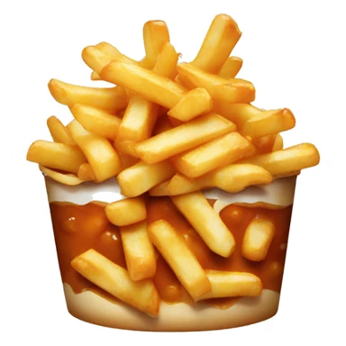 Poutine with a bow sticker