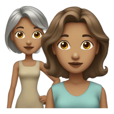 light brown skin girl with brown hair and light skin girl with brown hair and older light skin woman with brown/grey hair and a kid with dark blonde hair and a border colli sticker