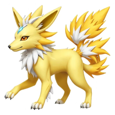 Feral Quadrupedal Digitigrade Electrike-Jolteon-Renamon-Zeraora-Vernid-Sergal-fusion-hybrid-creature, full body  sticker