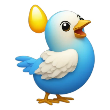 Pollito azul saliendo del huevo sticker