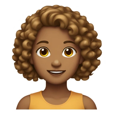 girl with brown curly hair carmel skin and has sticker