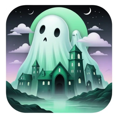 Ghostly Pastel Black Green White Spectral Gloomy Dusky Dystopian Apocalyptic Aesthetic Scenery Deco sticker