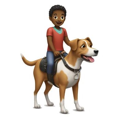 Kids riding dog  sticker