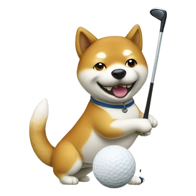Shiba playing golf sticker