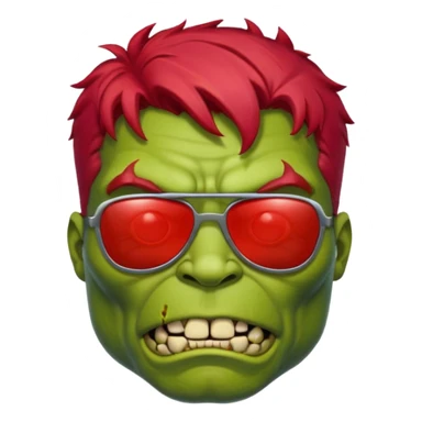 Zombie hulk with red hair and sun glasses face sticker