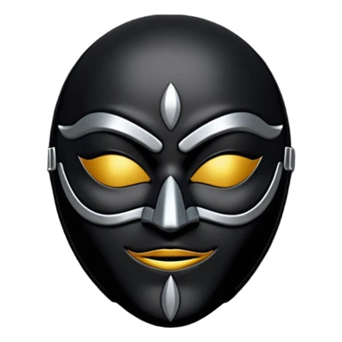 Minimal emoji, gothic mask forged from matte black leather, emotionless expression, smooth heavy surface, subtle metallic texture, deep shadows, no glow, no neon, flat emoji style, centered sticker