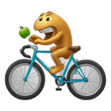 Cashew riding a bicycle throwing d sticker