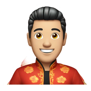 White man with black hair celebrating Chinese new year  sticker