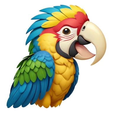 Cinematic Cute Yawning Macaw Portrait Emoji, Head tilted slightly with a dramatic, wide-open yawn, showcasing resplendent feathers and sleepy, half-closed eyes brimming with relaxed elegance, Simplified yet irresistibly adorable features, highly detailed, glowing with a soft, cozy tropical glow, high shine, relaxed yet expressive, stylized with a hint of whimsical charm, soft glowing outline, capturing the essence of a drowsy yet affectionate macaw that appears ready to stretch out for a nap! sticker