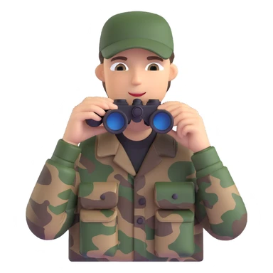 hunter with binoculars and camouflage sticker