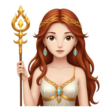  Fee femme avec des cheveux très long roux, yeux marrons belle comme une déesse avec un beau corps qui a de la magie tout autour d’elle  sticker