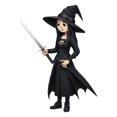Goth witch holding a sword sticker