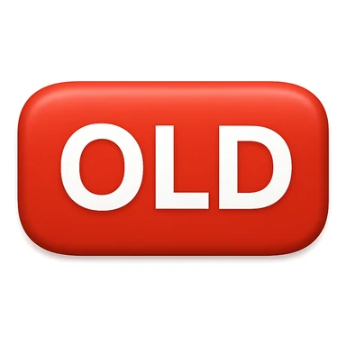 button with the word 'Old', all caps, white text on red background, iOS emoji style sticker