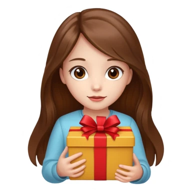 young girl with gift box, brown long hair






























 sticker