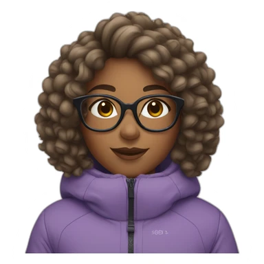 A girl with glasses and curly hair skiing  sticker