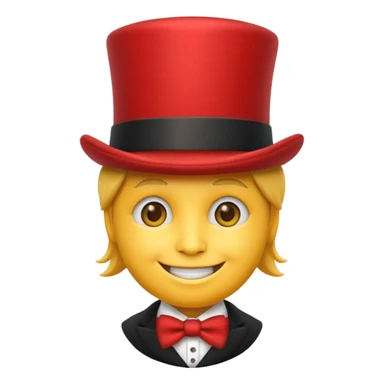 make a yellow face emoji with a red top hat sticker