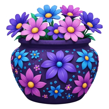 Galaxy Painted flower clay pot of Galaxy Colored Petalled Flowers, sticker