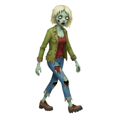 zombie woman full body walking sticker