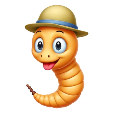 A fun kind worm wearing a hat sticker