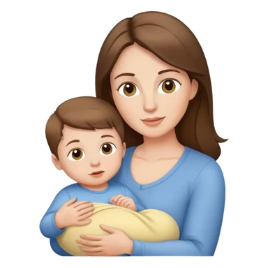 Light brunette mom with baby boy sticker