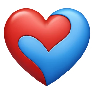 Half red half blue heart sticker
