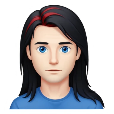 man long hair black red haid sticker