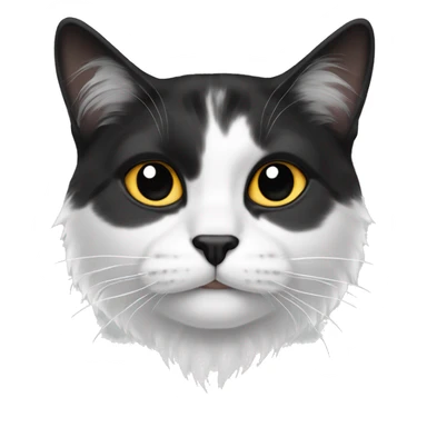 black and white long hair cat with black spot on nose sticker