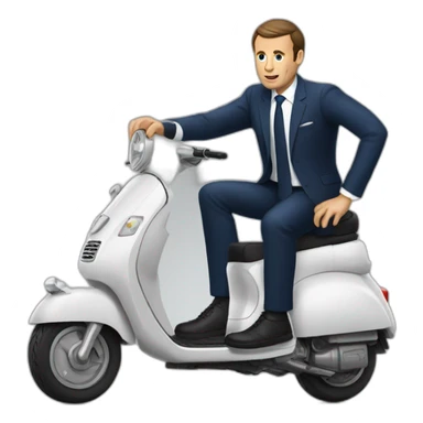 Macron qui canbre en scooter sticker