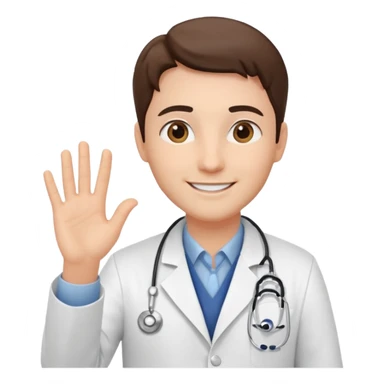 doctor with raised hand greeting sticker
