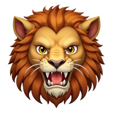 Manticore face, mythical creature with human-like face, lion features, sharp teeth, and fierce expression sticker