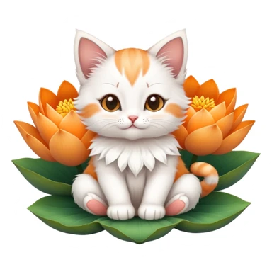 Kitten sitting on lotus flower sticker