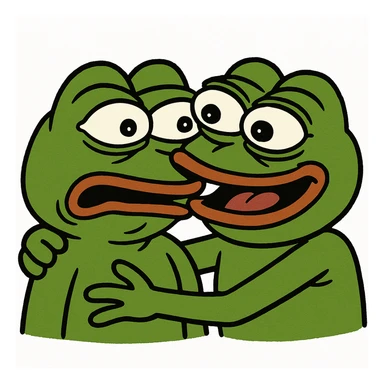playful and meme-like Pepe the Frog biting another Pepe the Frog sticker
