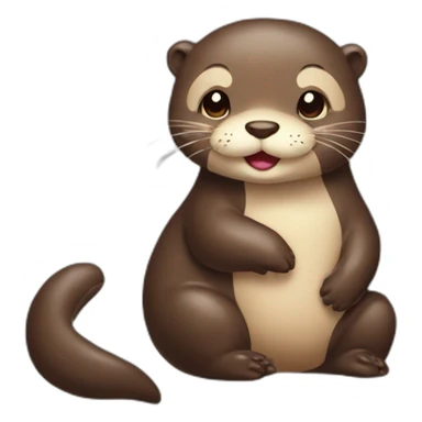 cute mom otter take a chocolate sticker
