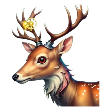 aesthetic brilliant divine lighting, oil paint steam-punk -  hieronymus bosch phantasmagoric mutated creatures - hybrids of human-deer sticker