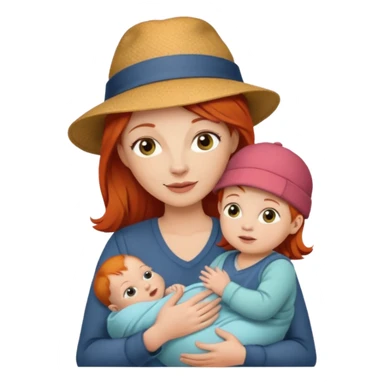 red haired Mother with Hats with her baby sticker