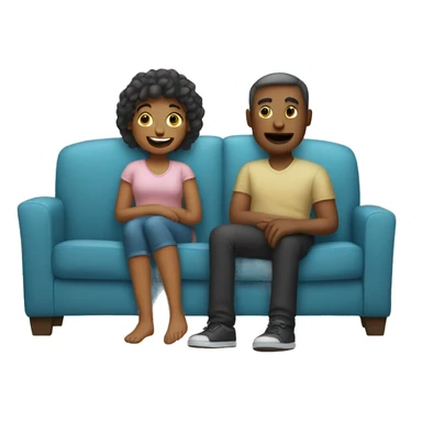 Two people sitting on a couch sticker