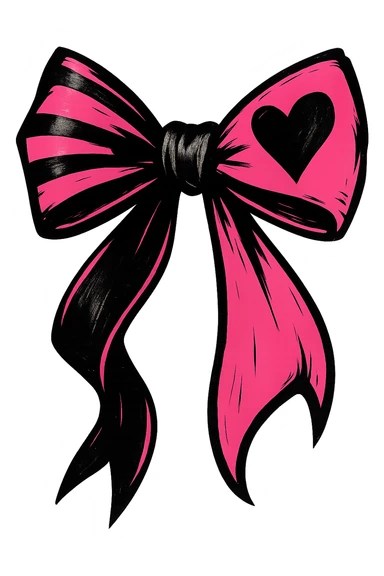 emo bow, black and pink, expressive and stylish, remove background sticker