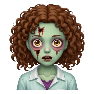 zombie girl curly brown hair sticker