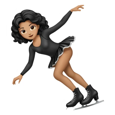 una patinadora con pelo negro largo y ondulado en las puntas con un mallot muy bonito patinando sticker