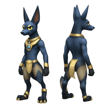 Anubis-Umbreon-Lucario on four legs full body sticker